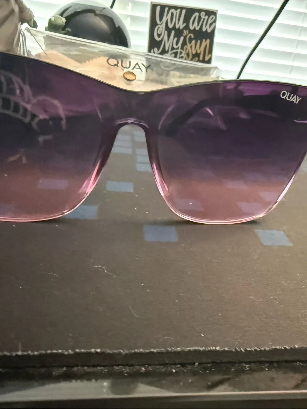 Quay Australia Oversized Purple Gradient Shield Sunglasses